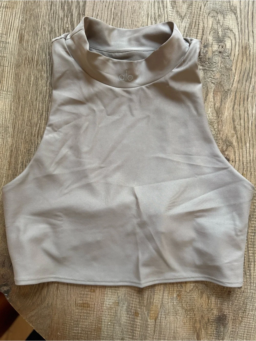 NBW ALO Yoga High Neck Cropped Tank Top in Taupe